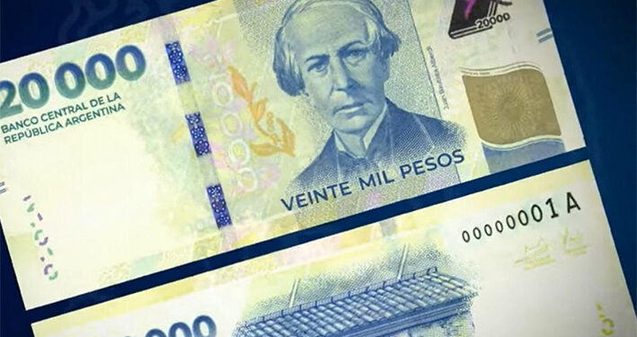 Comenzó a circular el nuevo billete de 20.000 pesos