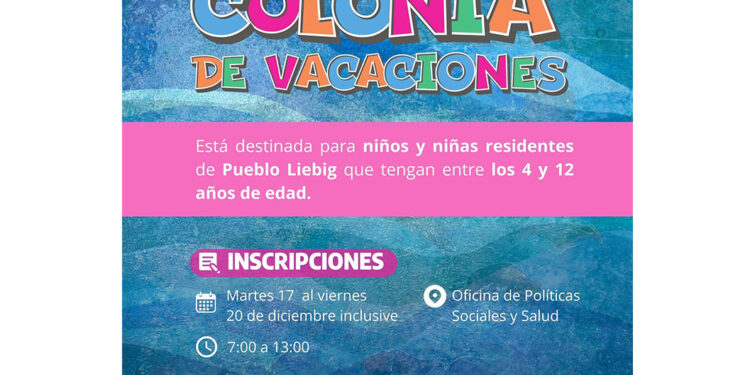 Liebig: Se abren las inscripciones para la colonia de vacaciones