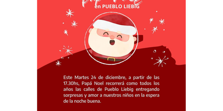 Pueblo Liebig: Papá Noel recorrerá sus calles