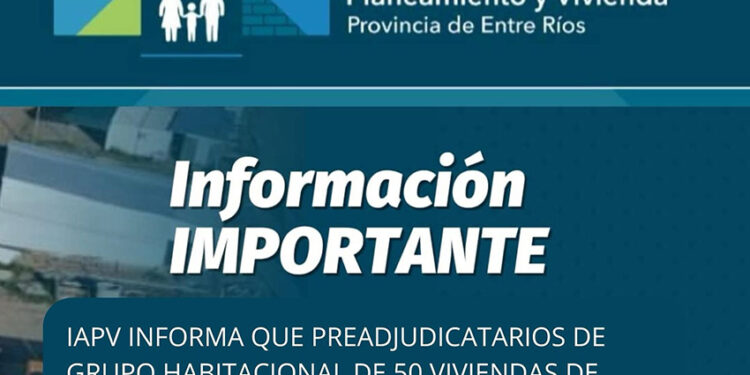 IAPV: Preadjudicatarios de grupo habitacional de 50 viviendas de pueblo liebig deben retirar documentación.