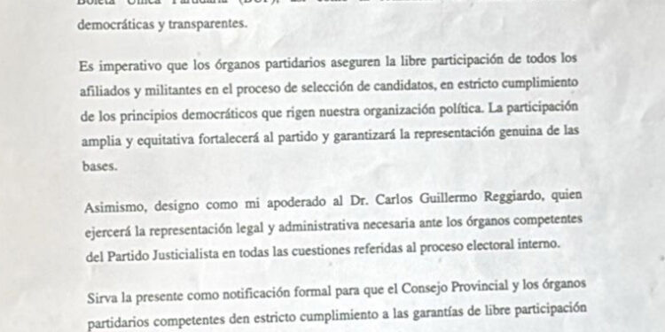 Domingo Daniel Rossi exige al PJ Entre Ríos un cronograma claro, Boleta Única y fecha de internas para definir candidaturas