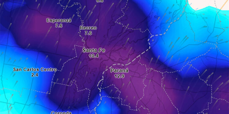 Tormentas a Entre Ríos: rige alerta naranja y hubo “abundante caída de agua”