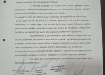 «Comunas del Dpto. Colón piden audiencia y emergencia vial Urgente al Gobernador»
