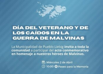 La Municipalidad de Pueblo Liebig invita a toda la comunidad a participar del acto conmemorativo del 2 de abril