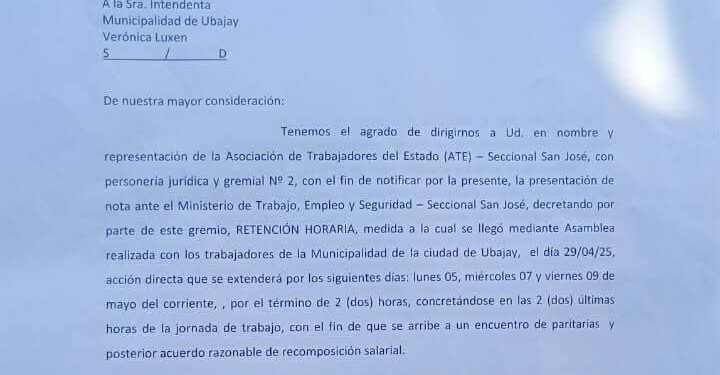 Empleados Municipales de Ubajay Entre Rios, en pie de lucha