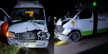 Una ambulancia que iba en urgencia chocó contra una vaca suelta en plena ruta
