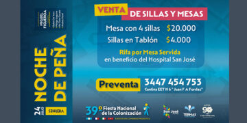 39° Fiesta Nacional de la Colonización venta de mesas y sillas de la peña