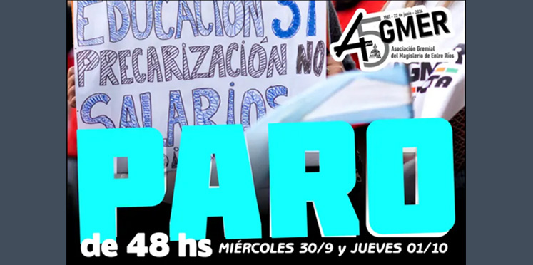 AGMER rechazó la propuesta salarial y llama al PARO por 48 hs.